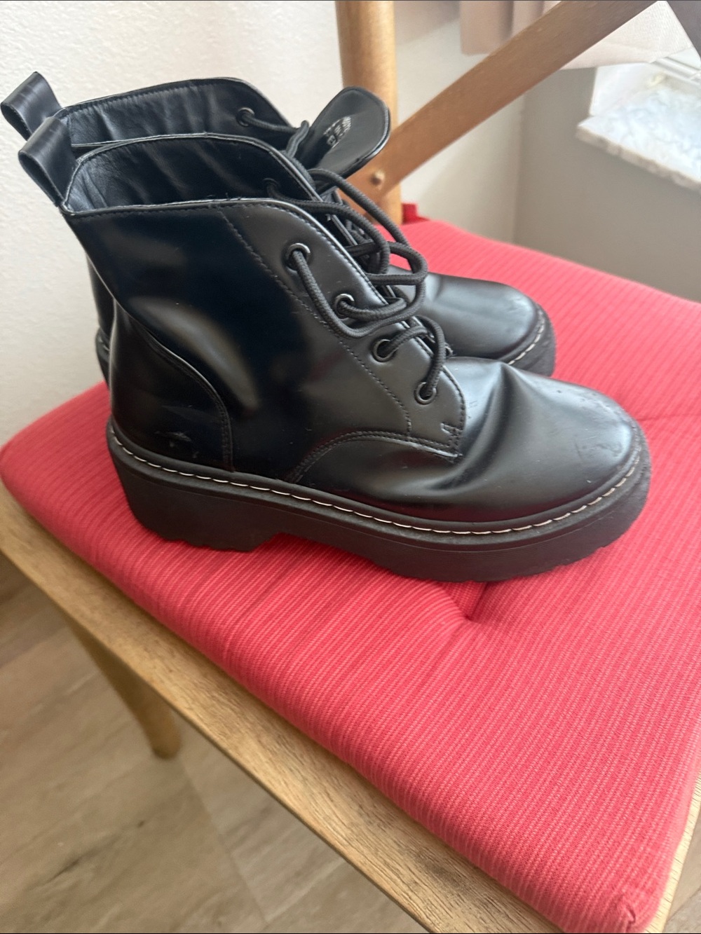 Alpine Black Platform Lace-Up Ankle Boots